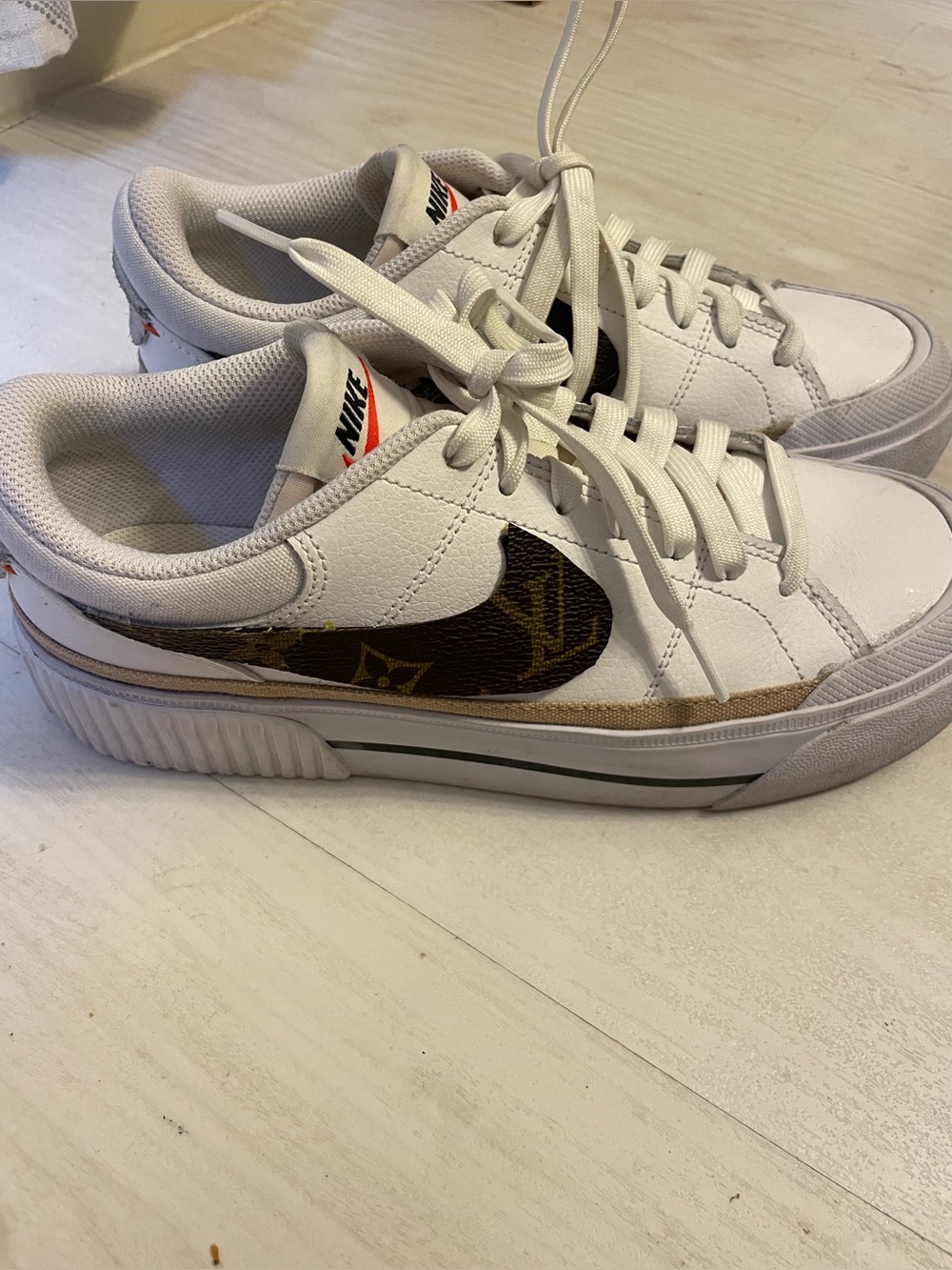 Nike Court Legacy Lift Custom designed authentic Louis   Vuitton sneakers 7.5